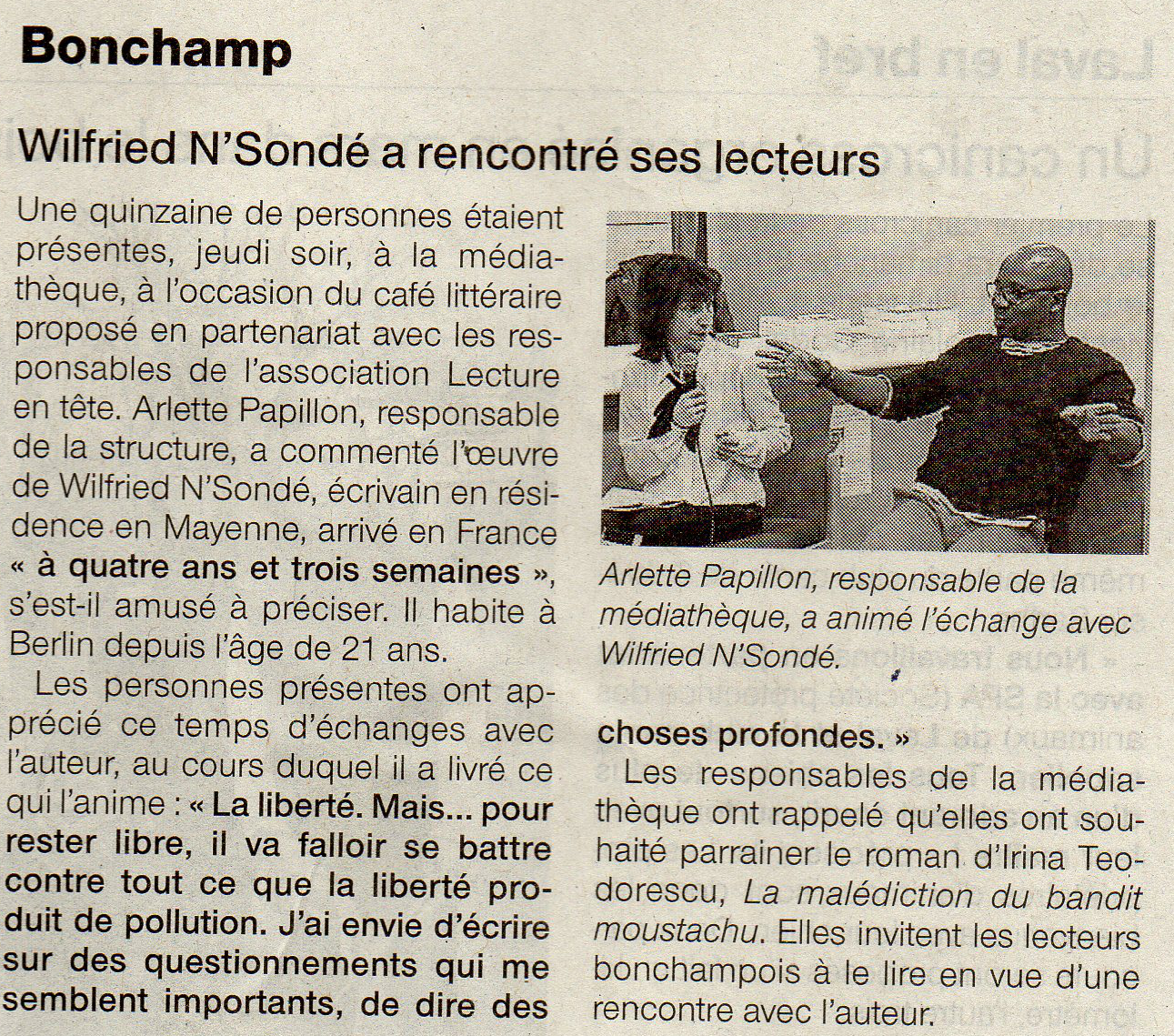 Wilfied N'Sondé presse janvier 2015