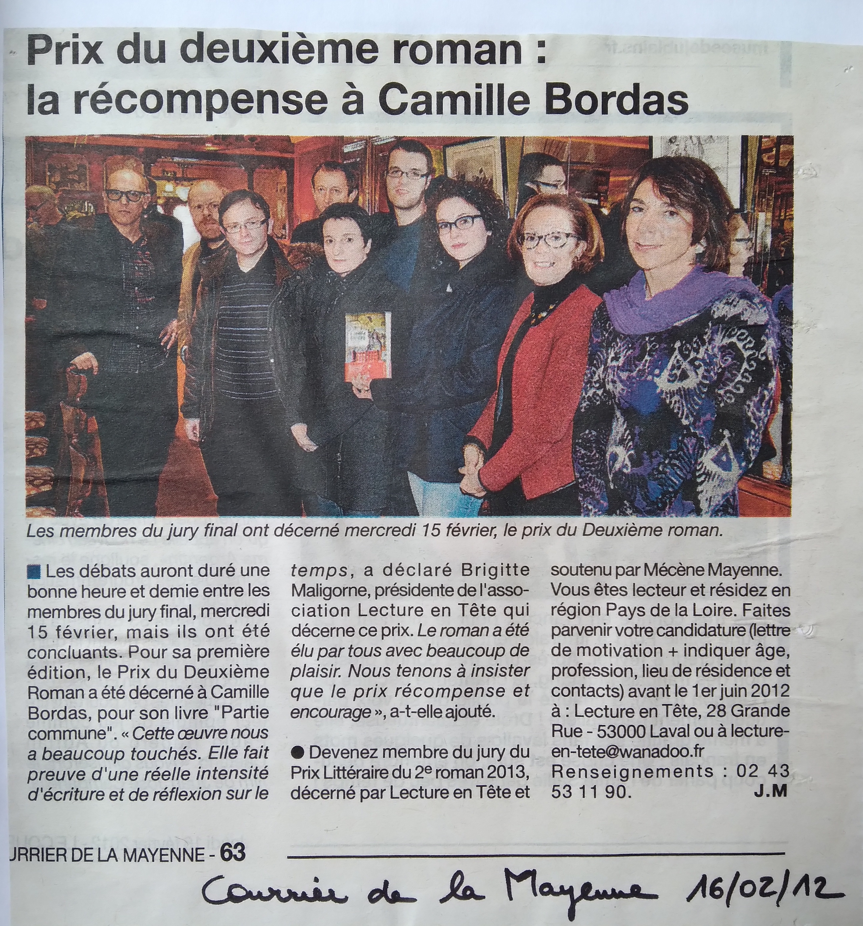 Camille Bordas presse 2-2012